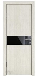 Дверь межкомнатная DO-509 Белая лиственница/стекло Черное