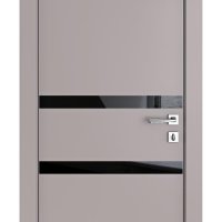 Дверь межкомнатная DO-513 Серый бархат/стекло Черное