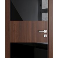 ШИ дверь DO-608 Орех тисненый/стекло Черное