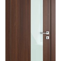 ШИ дверь DO-604 Орех тисненый/стекло Белое