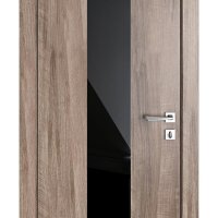 Дверь межкомнатная DO-510 Орех седой светлый/стекло Черное