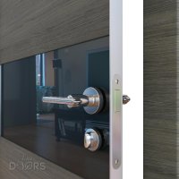 ШИ дверь DO-601 Ольха темная/стекло Черное