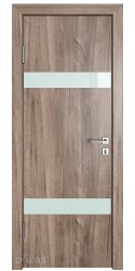Дверь межкомнатная DO-502 Орех седой светлый/стекло Белое