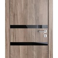 ШИ дверь DO-613 Орех седой светлый/стекло Черное