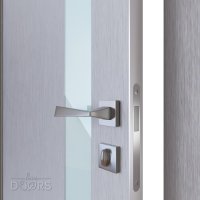 Дверь межкомнатная DO-507 Металлик/стекло Белое