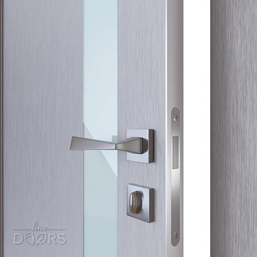 Дверь межкомнатная DO-507 Металлик/стекло Белое