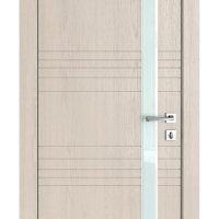 Дверь межкомнатная DO-514 Ясень капучино/стекло Белое