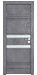 Дверь межкомнатная DO-515 Бетон темный/стекло Белое