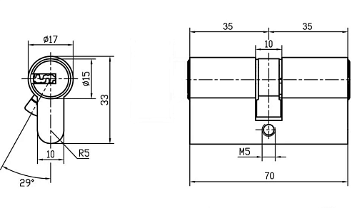 Ключевой цилиндр 70C SN / HS 70C SN