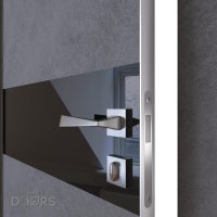 ШИ дверь DO-609 Бетон темный/стекло Черное