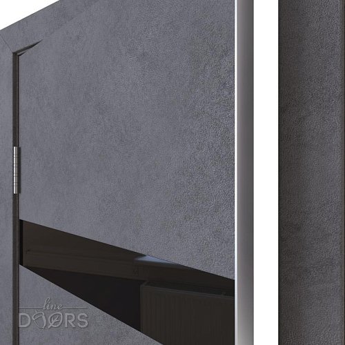 Дверь межкомнатная DO-502 Бетон темный/стекло Черное