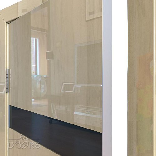 Дверь межкомнатная DO-502 Анегри светлый/стекло Черное