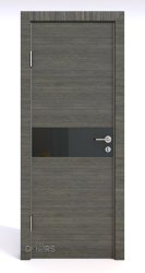 ШИ дверь DO-609 Ольха темная/стекло Черное