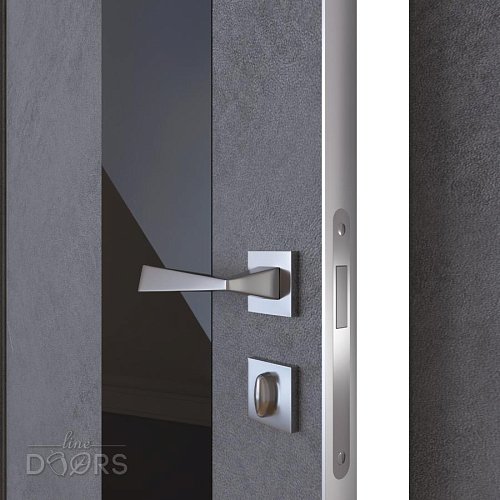 Дверь межкомнатная DO-504 Бетон темный/стекло Черное