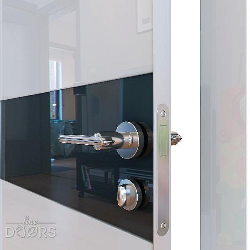 ШИ дверь DO-609 Белый глянец/стекло Черное