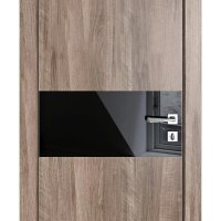 Дверь межкомнатная DO-501 Орех седой светлый/стекло Черное