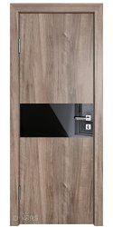 Дверь межкомнатная DO-501 Орех седой светлый/стекло Черное