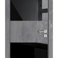 Дверь межкомнатная DO-508 Бетон темный/стекло Черное