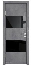 Дверь межкомнатная DO-508 Бетон темный/стекло Черное