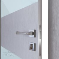 Дверь межкомнатная DO-508 Металлик/стекло Белое