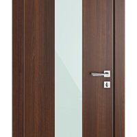 Дверь межкомнатная DO-510 Орех тисненый/стекло Белое