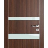 ШИ дверь DO-612 Орех тисненый/стекло Белое