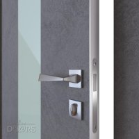 Дверь межкомнатная DO-510 Бетон темный/стекло Белое