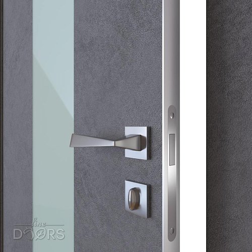 Дверь межкомнатная DO-510 Бетон темный/стекло Белое